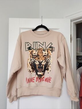 Anine Bing Beige Graphic Tiger Sweatshirt